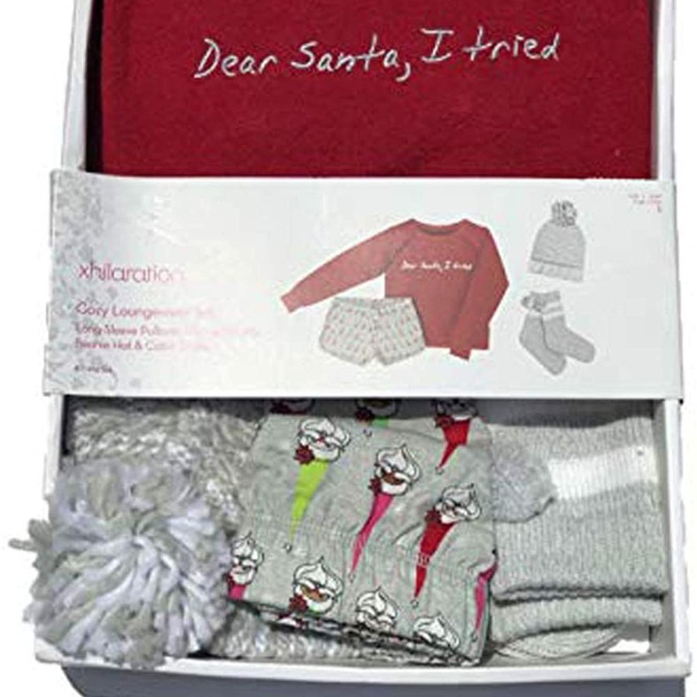 Xhilaration Women's Cozy 4pc Lounge Wear Pajama Set "Dear Santa I Tried" Size M
